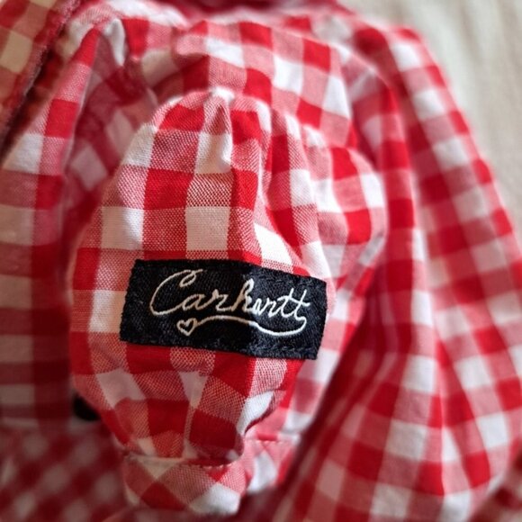 Carhartt girls size 3 months red & white gingham bodysuit - Picture 4 of 4